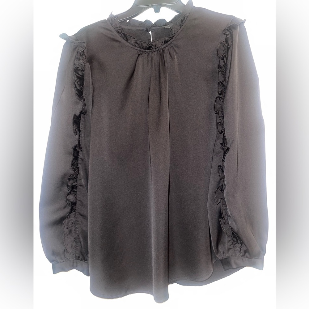J Crew ruffle silky top size L
